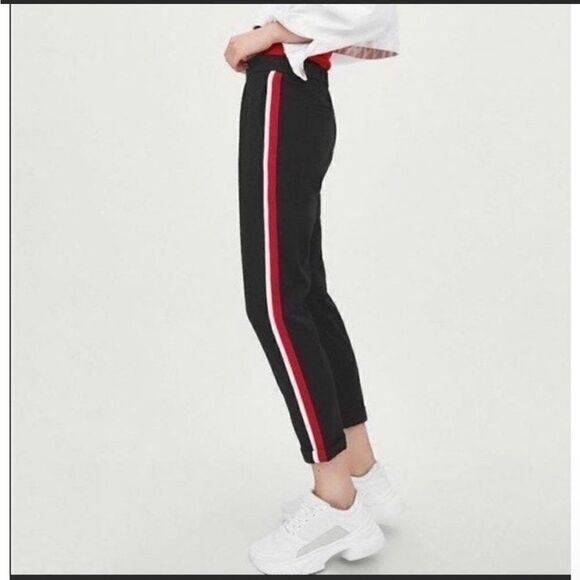 Zara Trafaluc Black Track Joggers with Red and white stripe - Picture 7 of 12